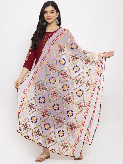 white poly chiffon dupatta - 17970376 - Very Small Image - 1