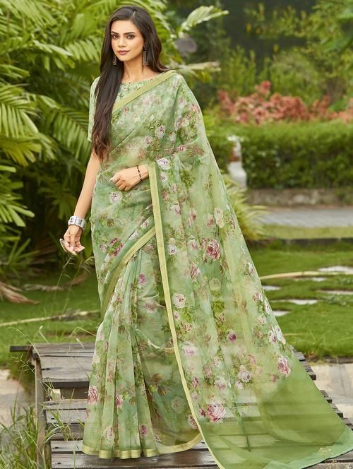 floral printed saree - 17970707 - Very Small Image - 1