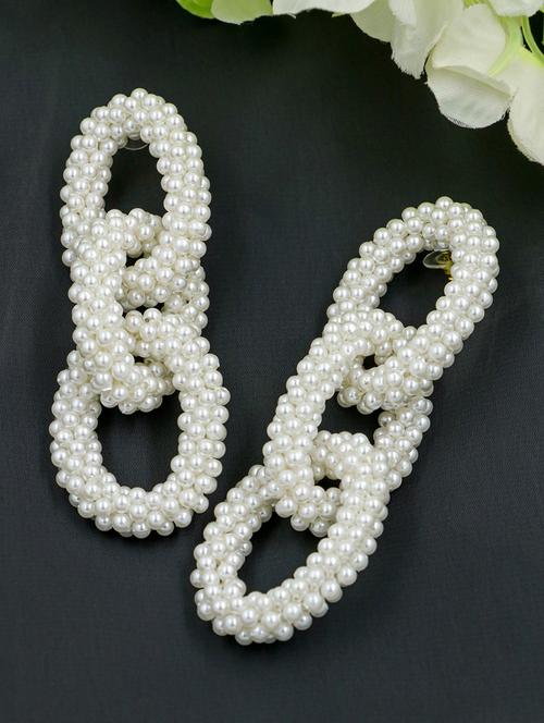 white chic links drop earrings - 17970850 - Very Small Image - 1