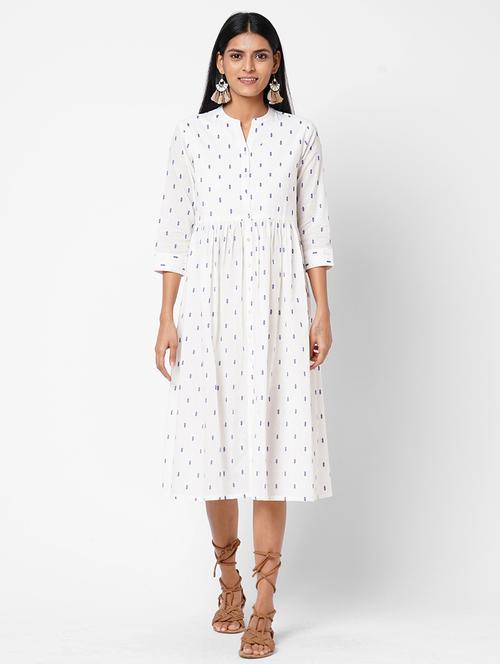 dobby work fit & flare ethnic dress - 17971048 - Very Small Image - 1