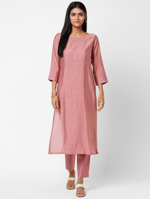 pintucks kurta pant set - 17971075 - Very Small Image - 1