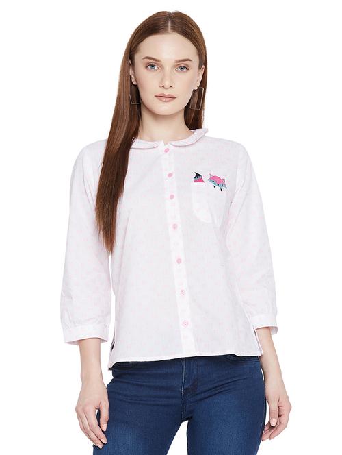 embroidered detail peter pan collar shirt - 17975389 - Very Small Image - 1