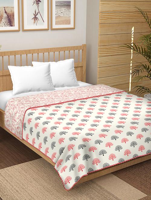 bella casa 144tc finland double dohar/ac blanket reversible 100% cotton (228 cm x 254 cm) (red) -fin1046 - 17975585 - Very Small Image - 1