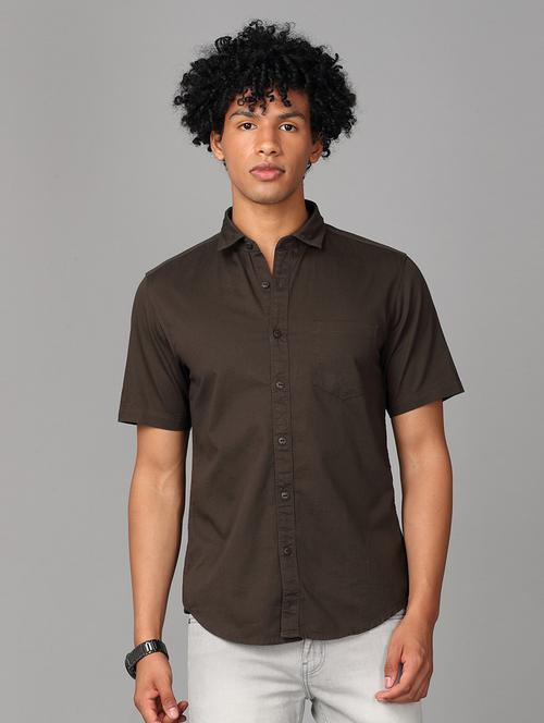 grey solid casual shirt - 17976048 - Very Small Image - 1