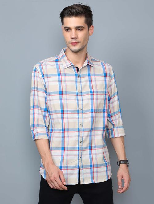 off white checkered casual shirt - 17976085 - Very Small Image - 1