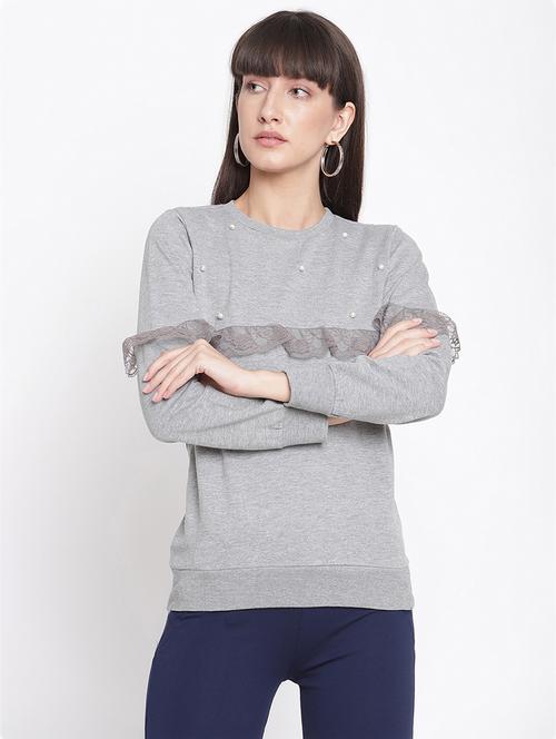 round neck pearl embellished sweatshirt - 17976102 - Very Small Image - 1
