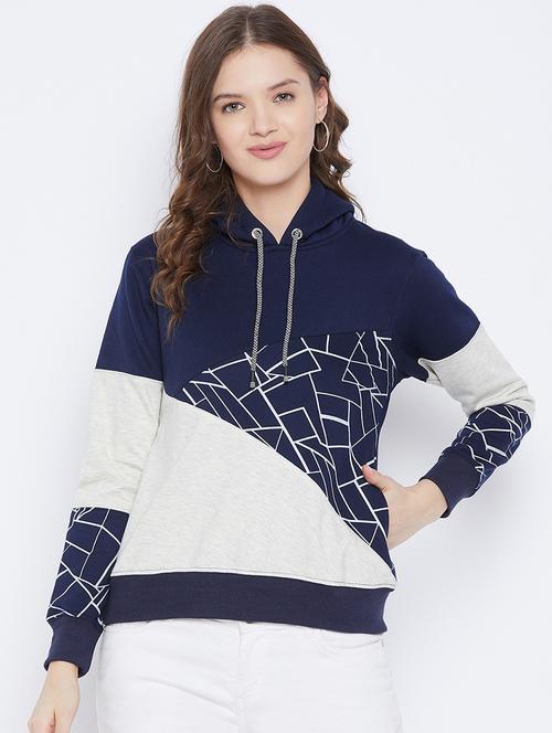 hooded neck color block sweatshirt - 17976149 - Very Small Image - 1