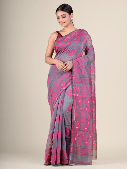 women self design jamdani saree - 17976219 - Very Small Image - 1