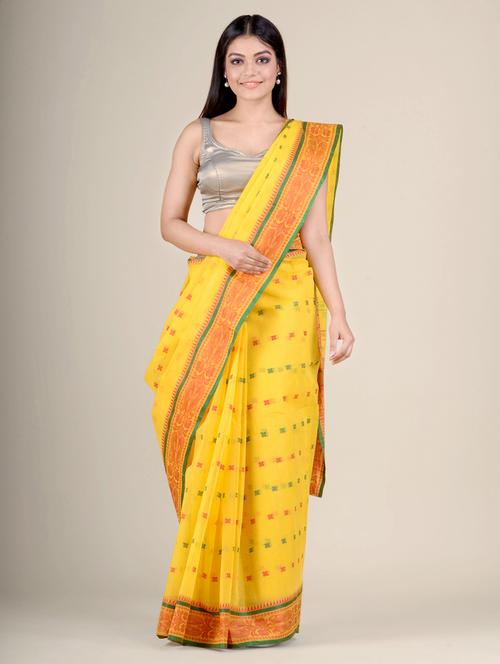 yellow handloom saree - 17976256 - Very Small Image - 1