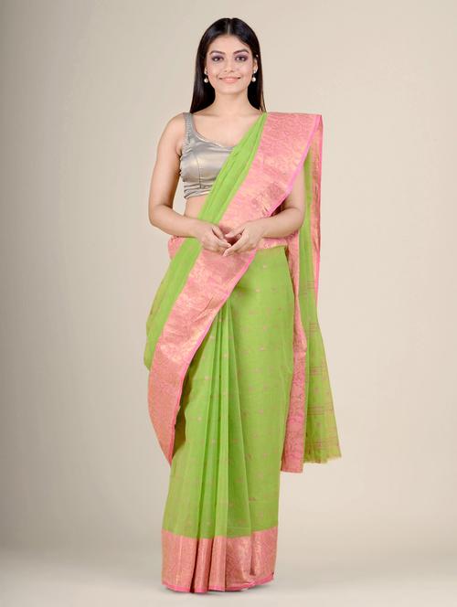 green self design handloom saree - 17976276 - Very Small Image - 1