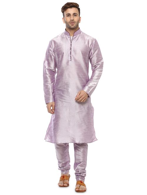 lavender solid kurta pyjama ethnic wear set - 17976460 - Very Small Image - 1