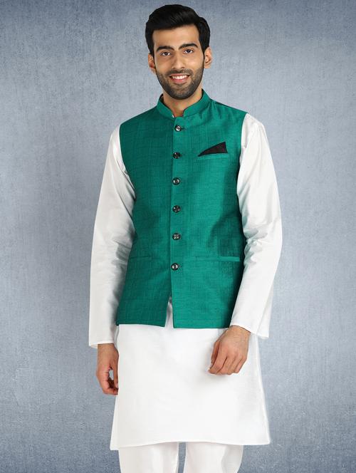 green self design nehru jacket - 17976479 - Very Small Image - 1