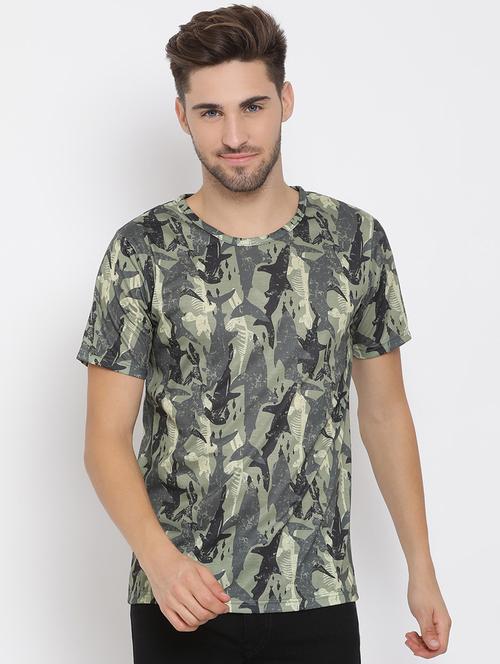 olive green printed t-shirt - 17976544 - Very Small Image - 1