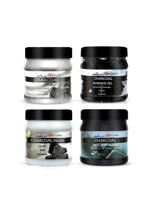 gemblue biocare charcoal scrub, cream, mask & gel 500ml each pack of 4 - 17976584 - Very Small Image - 1