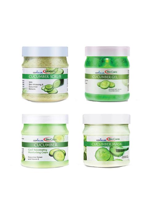 gemblue biocare cucumber scrub, cream, mask & gel 500ml each pack of 4 - 17976585 - Very Small Image - 1