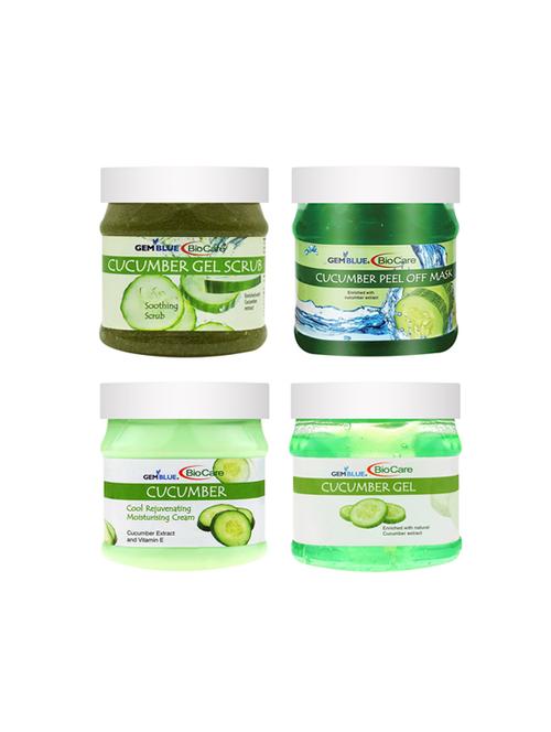 gemblue biocare cucumber gel scrub, cream, mask & gel 500ml each pack of 4 - 17976586 - Very Small Image - 1