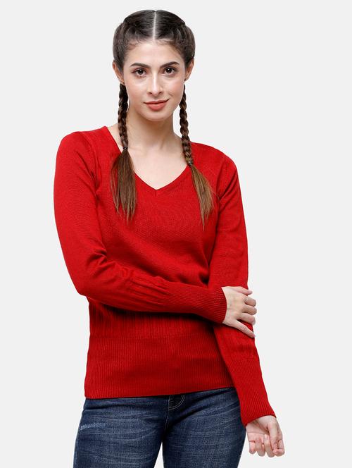 v-neck solid pullover - 17976954 - Very Small Image - 1