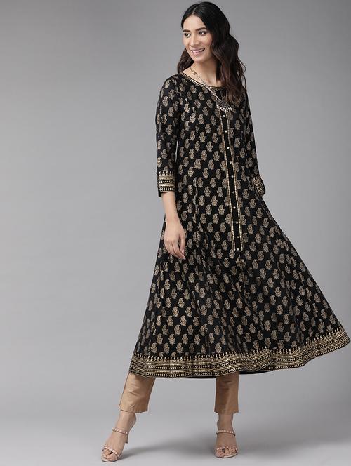 black cotton anarkali kurta - 17977185 - Very Small Image - 1
