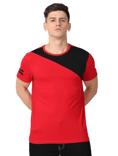 red color block t-shirt - 17977225 - Very Small Image - 1