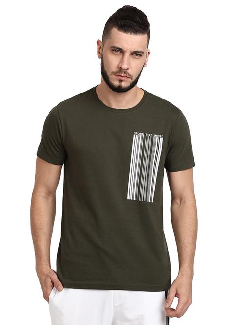 olive green graphic printed t-shirt - 17977239 - Very Small Image - 1