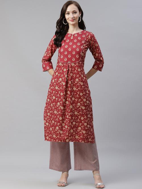 floral kurta palazzo set - 17977323 - Very Small Image - 1