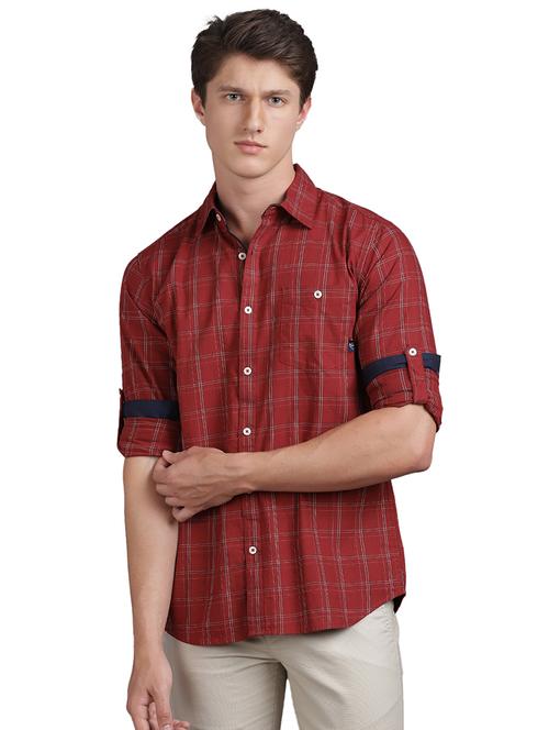 maroon checkered casual shirt - 17977442 - Very Small Image - 1