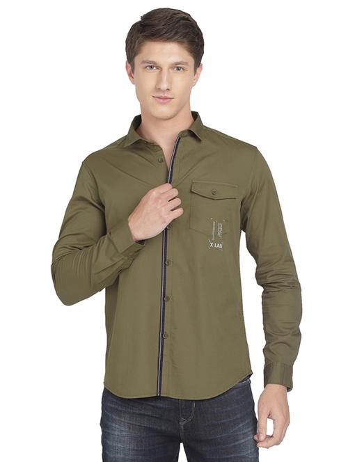 green solid casual shirt - 17977464 - Very Small Image - 1