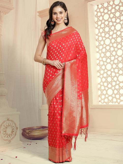 ethnic motifs woven saree with blouse - 17977526 - Very Small Image - 1