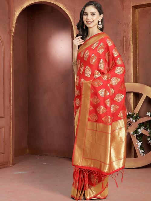 self design woven saree with blouse - 17977531 - Very Small Image - 1