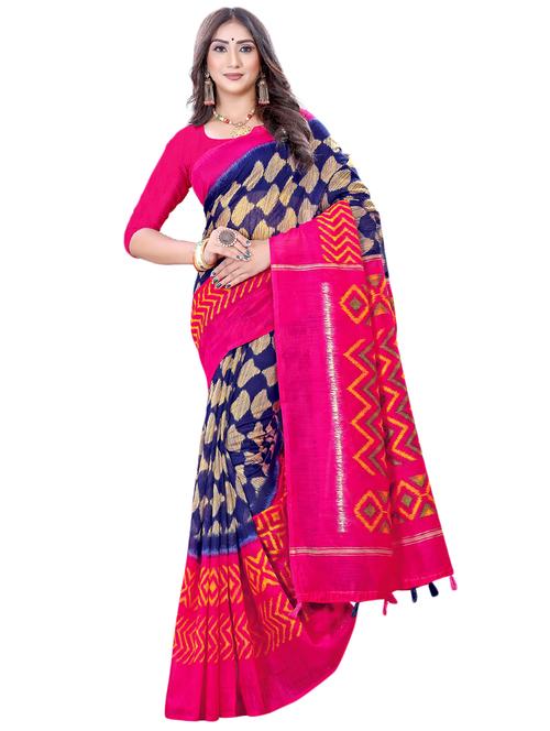 ikat printed saree with blouse - 17977623 - Very Small Image - 1
