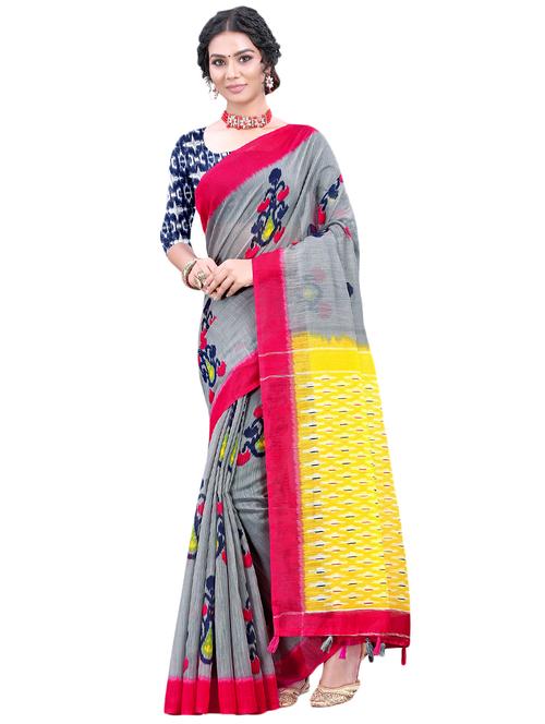 ikat printed saree with blouse - 17977626 - Very Small Image - 1