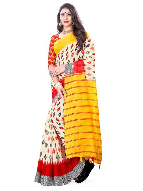 ikat printed saree with blouse - 17977627 - Very Small Image - 1