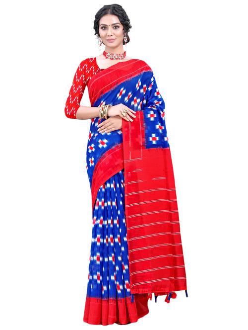 ikat printed saree with blouse - 17977630 - Very Small Image - 1