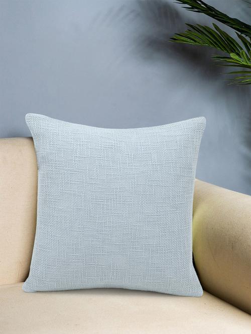rasta collection by mezposh : coral blue polycotton cushion cover with basketweave work (16x16in) - 17977649 - Very Small Image - 1