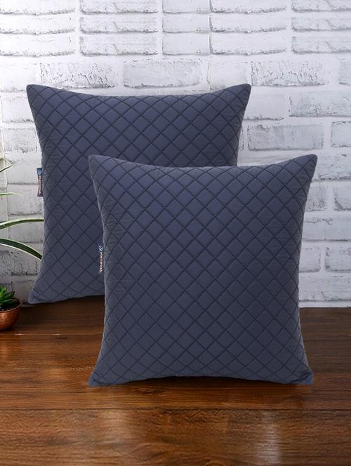 rasta collection by mezposh : matte black polyester harlequin quilted cushion cover (14x14in) set of 2 - 17977676 - Very Small Image - 1