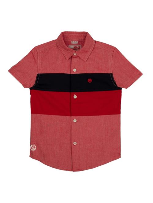 red color block shirt - 17978079 - Very Small Image - 1