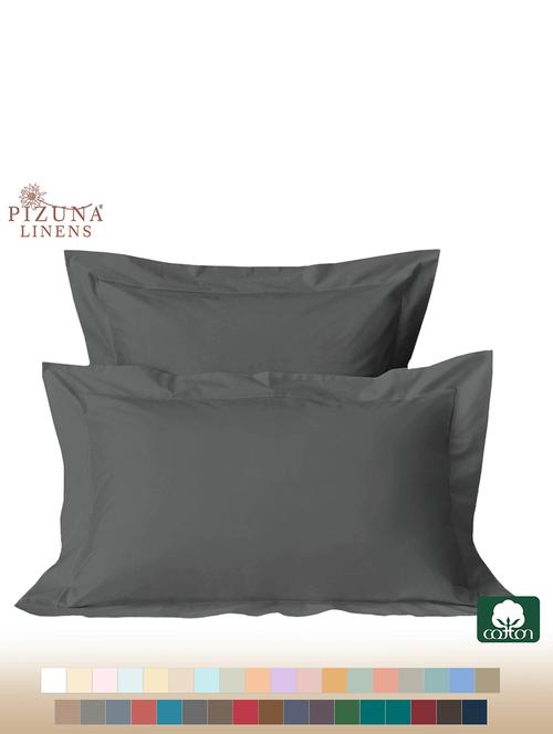 pizuna cotton 400 thread count standard pillowcases dark grey - 17978392 - Very Small Image - 1