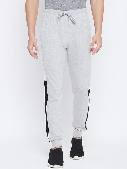 grey color block full length track pant - 17979328 - Very Small Image - 1