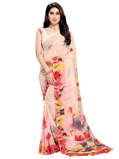 floral printed saree with blouse - 17979769 - Very Small Image - 1