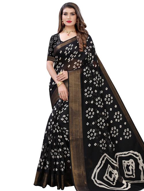 bandhani printed saree with blouse - 17980031 - Very Small Image - 1