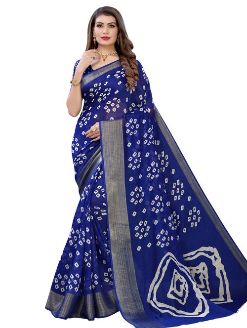 bandhani printed saree with blouse - 17980032 - Very Small Image - 1