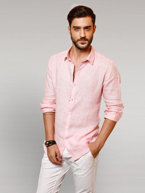 laidback linens pure linen pink shirt - 17980425 - Very Small Image - 1