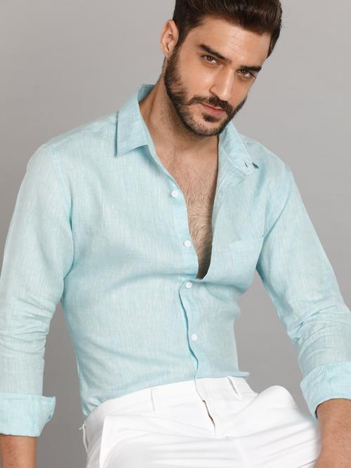 laidback linens aqua blue premium linen - 17980454 - Very Small Image - 1