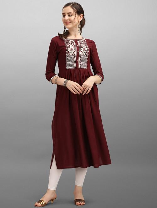 embroidered straight kurta - 17980725 - Very Small Image - 1
