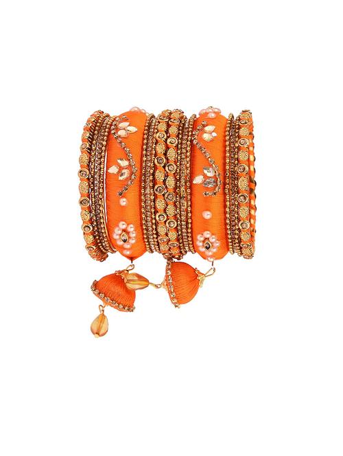 crystal kundan silk thread bangle set (set of 18) - 17980796 - Very Small Image - 1