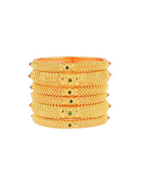 gold plated antique bangle set (set of 6) - 17980809 - Very Small Image - 1