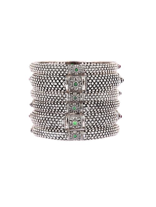 silver plated oxidized bangle set (set of 6) - 17980810 - Very Small Image - 1