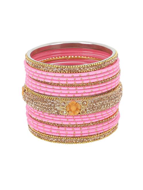 pink metal bangle set (set of 34) - 17981138 - Very Small Image - 1
