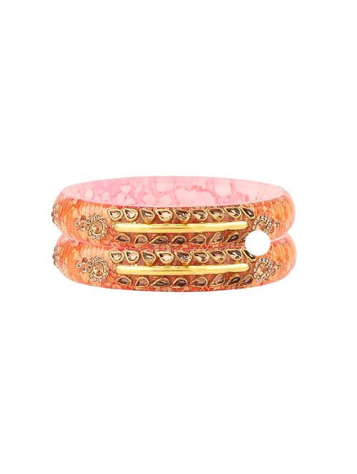 red floral acrylic kundan bangle set (2pc) - 17981254 - Very Small Image - 1