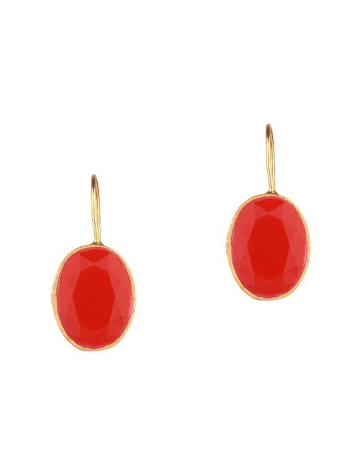 red stone crystal round hook dangle drop earring - 17981721 - Very Small Image - 1